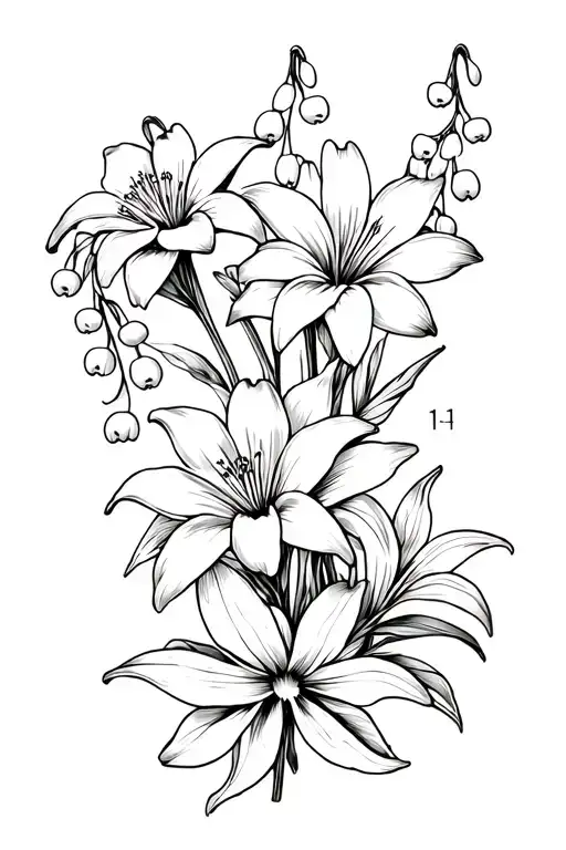 Larksphur And Cosmos With Lily Of The Valley Flower