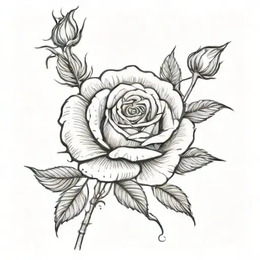 Thin Rose With Stem For Back