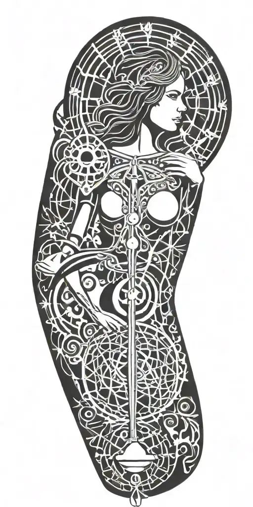 Libra And Young Sexy Woman Takes Kniwe Behind