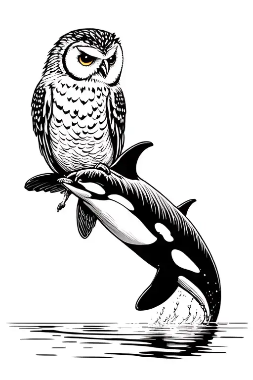 Owl And Orca Whale Jumping