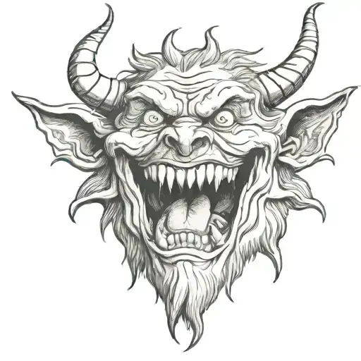 Medieval Drawing Demon Open Mouth