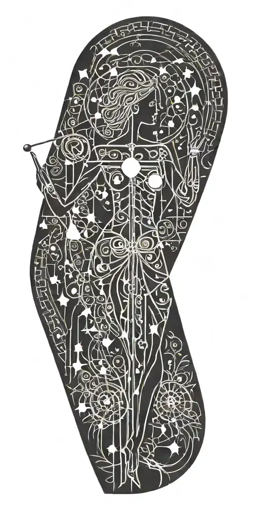 Libra And Young Sexy Woman Takes Kniwe Behind