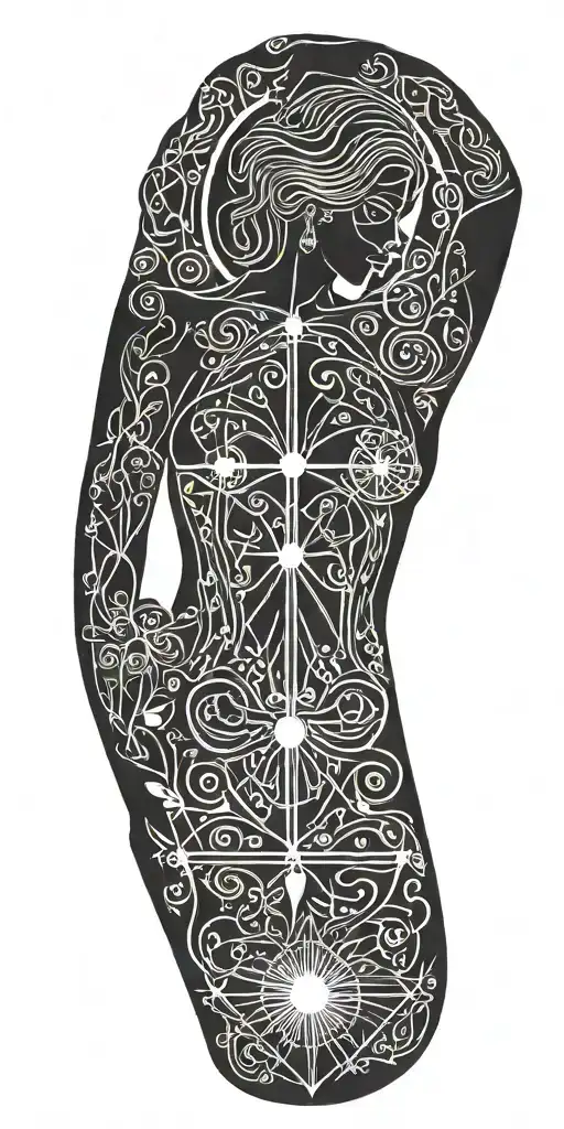 Libra And Young Sexy Woman Takes Kniwe Behind