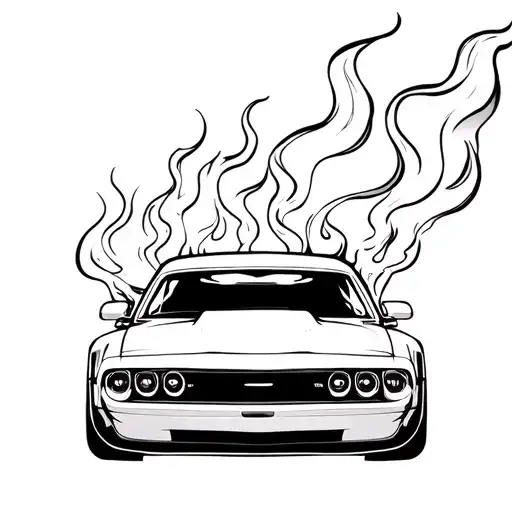 Car With Flames And Smoke