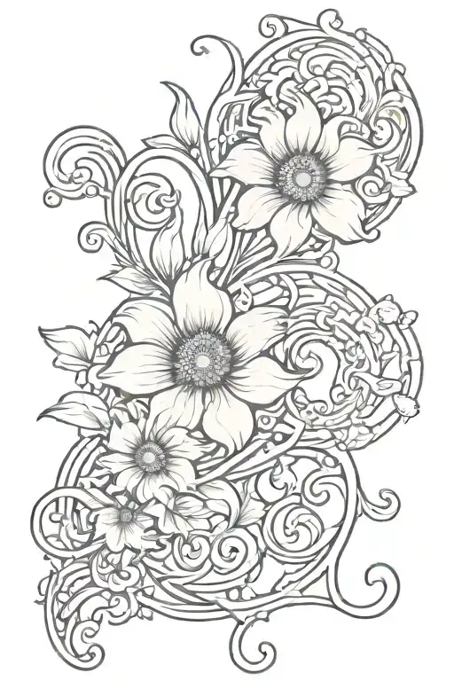 Design A Tattoo Featuring Intricate Art Nouveau Patterns With A Floral Theme