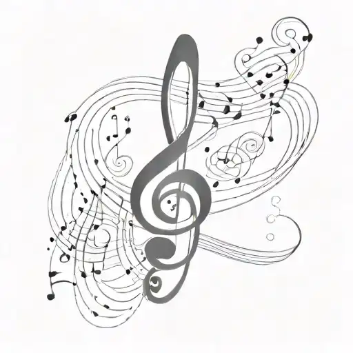 Treble Clef Heartbeat Line Work