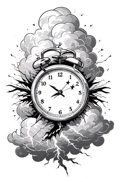 Thunder Storm Clouds Time Piece Incorporating Elements