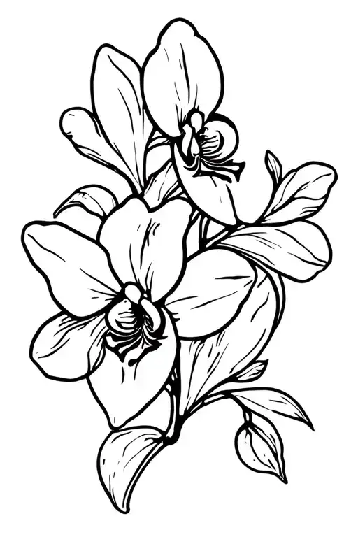 Black Orchid Intertwined Hearts