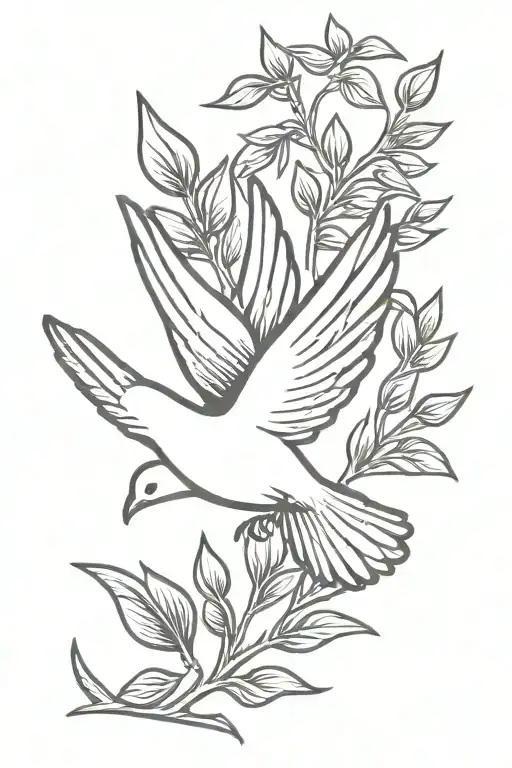 Dove With Olive Branch Representing Forgiveness And Freedom Minimalistic