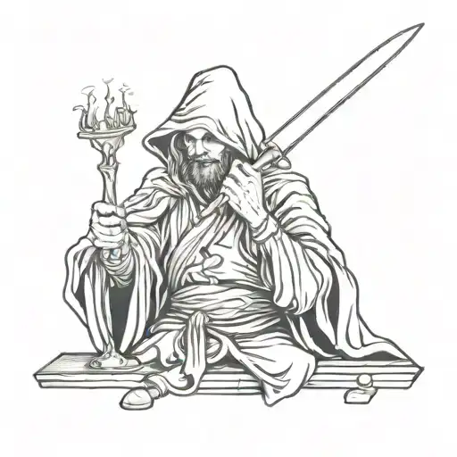 Wicca Dark Poet Holding A Knife