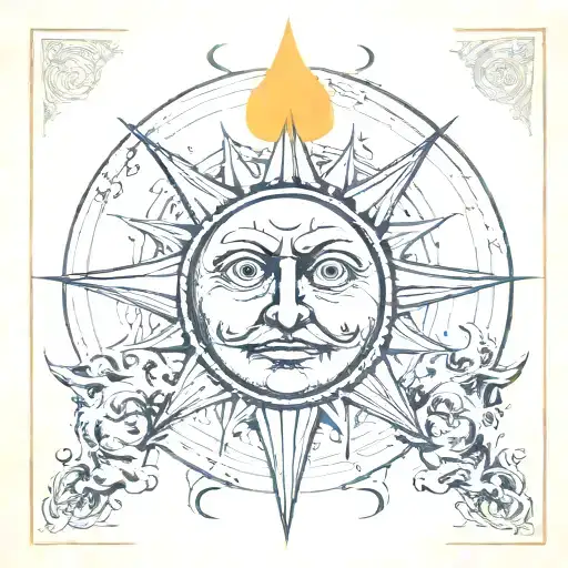 Sun Tarot Card Old Grotesque Face