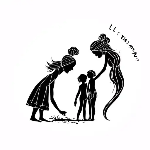 Two Children And Strong Mom