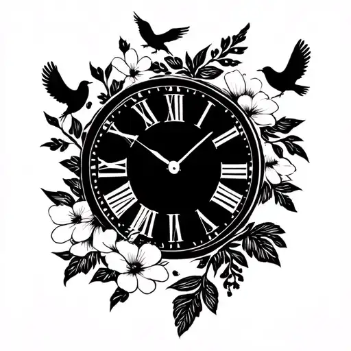 Clocks Flowers And Birds