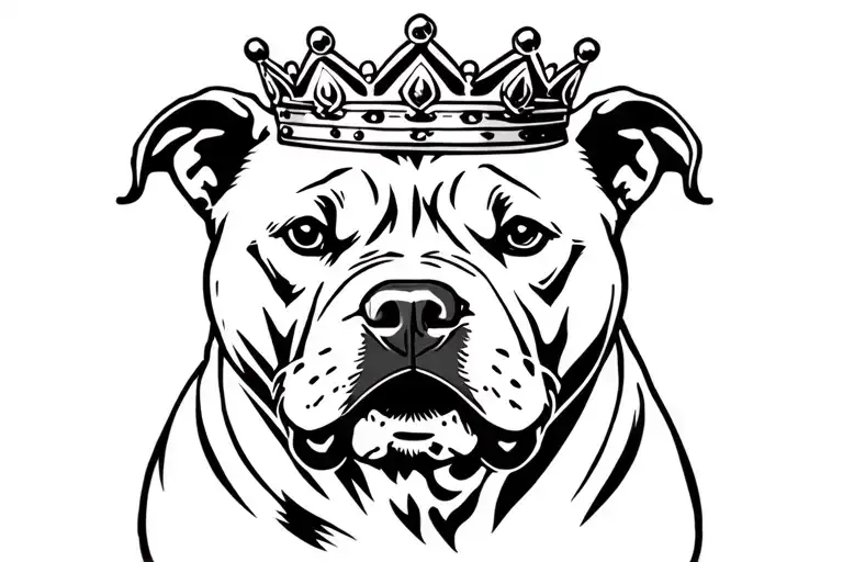 Pitbull With Crown Looking Forward With The Face