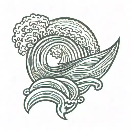 Zia Symbol With Waves Crashing Ocean Waves