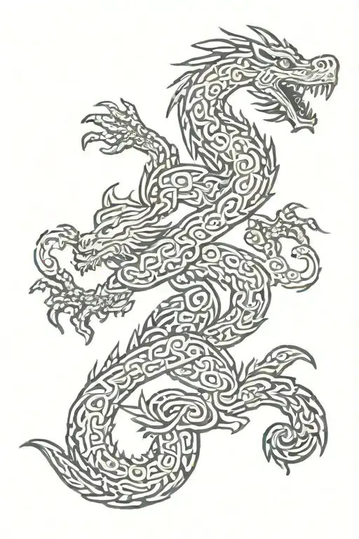 Old Norse Runes And Dragon