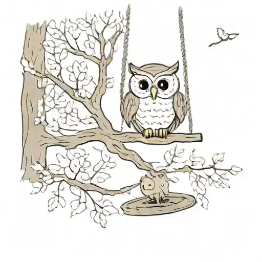 Owl And Tree And Swing
