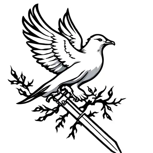 Dove Carrying Sword Of The Spirit Burning Bush