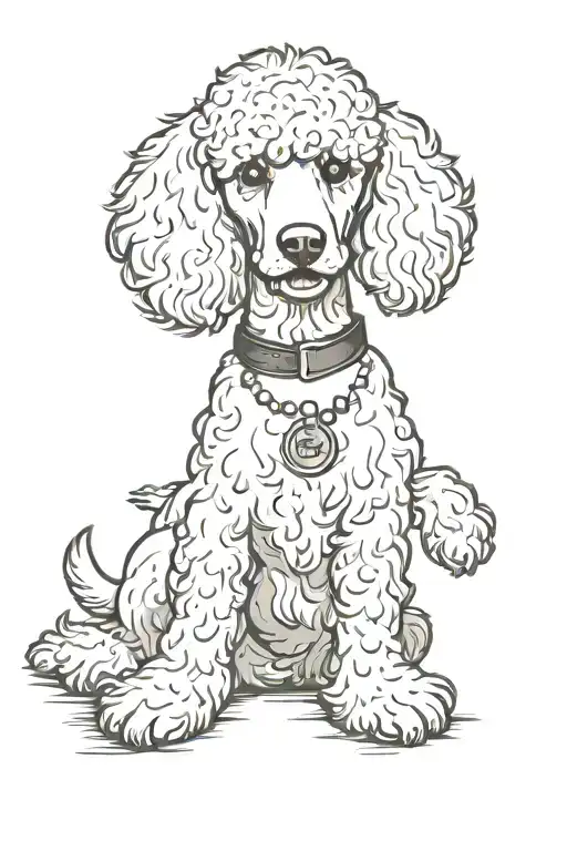 Golden Poodle Dog Sitting With Hand Tribute