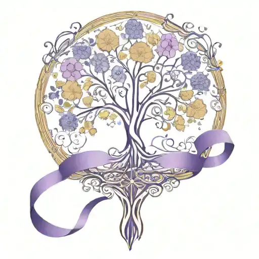 Tree Of Life And Purple Ribbon