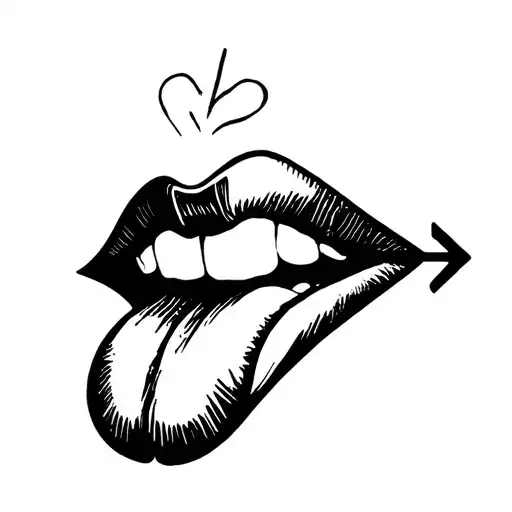 Suggestive Licking With Arrow Pointing Down