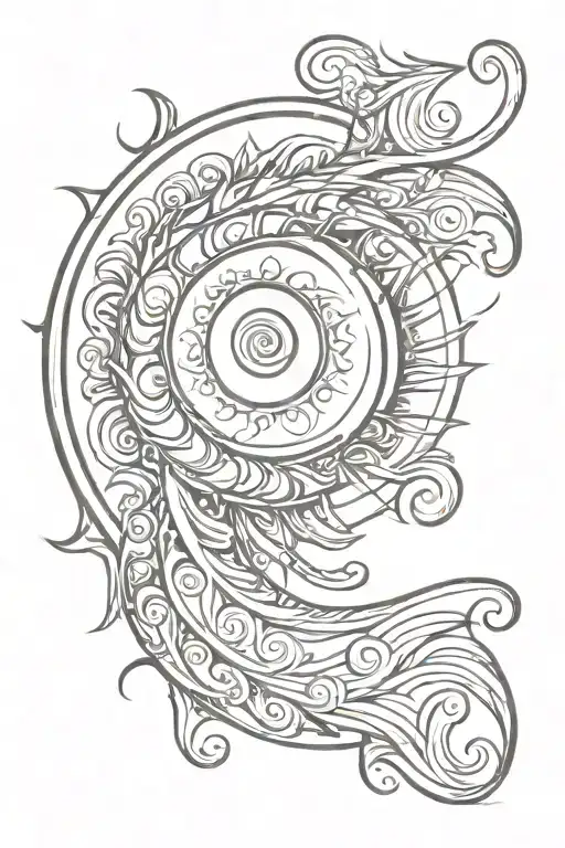 Spiral Sun With Long Wavy Rays