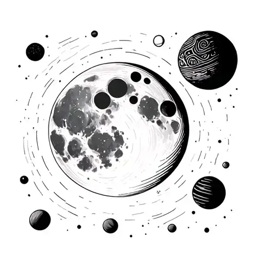 Planets Sistem With Moon