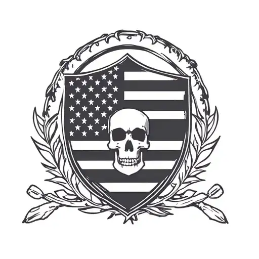 Betsy Ross Flag With Shield Adorned Skull Surrounded