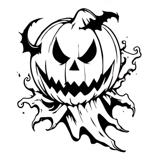 A Scary Ghost With A Pumpkin Head