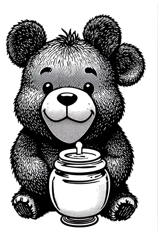 Tough Pooh Bear With Honey Pot