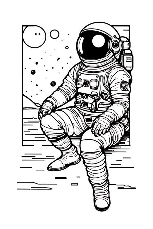 Planet With Astronaut Sitting