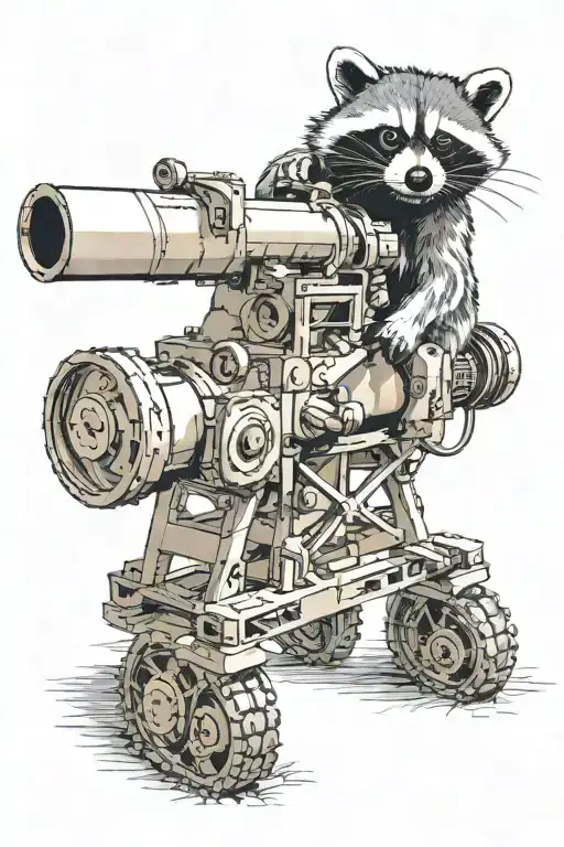 Raccoon Firing A M777 Howitzer Cannon