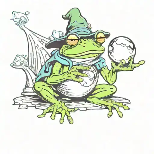 Frog Wizard Holding Crystal Ball