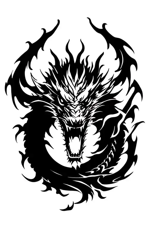 Dragon Breathing Fire Fighting A Samurai