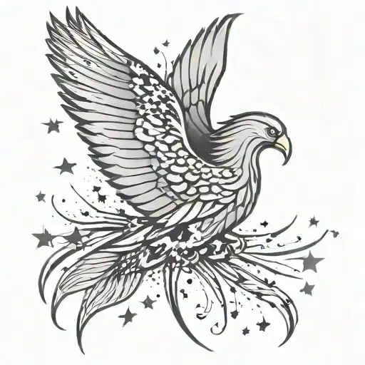 Wings Of Freedom Starry Background Black Grey