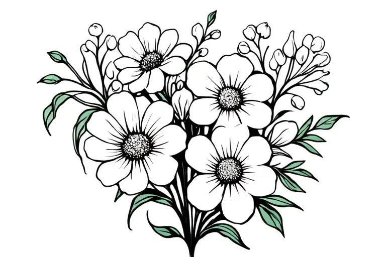 Iris And Rose And Lilly Of The Valley And Daisy And Cosmos Flowers