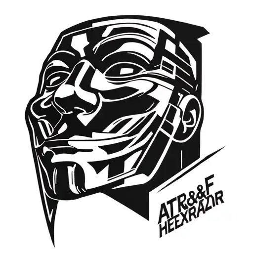 A Cyberpunk Tattoo Featureing At&f And Hexrazor With A Elelment Of The Guy Faux Anonymous Mask
