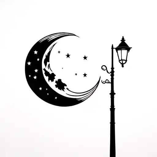 Moon And Streetlights