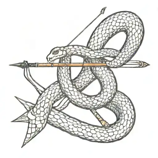 Bow And Arrow With A Snake Intertwined