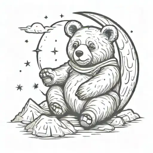 Bear Sitting On Moon Made