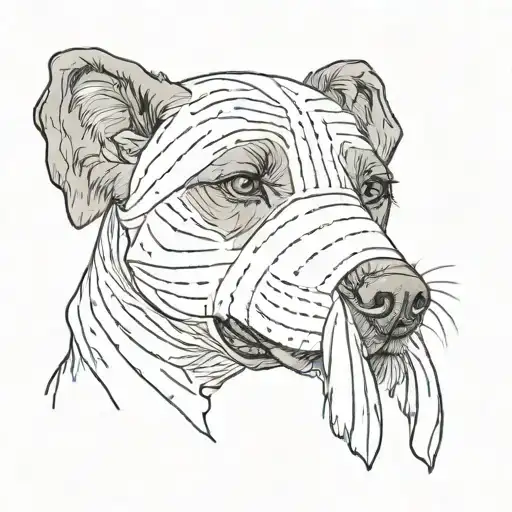 Dog Head With Bandage Wrapped Tightly