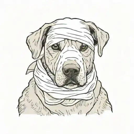 Dog Head With Bandage Wrapped Tightly