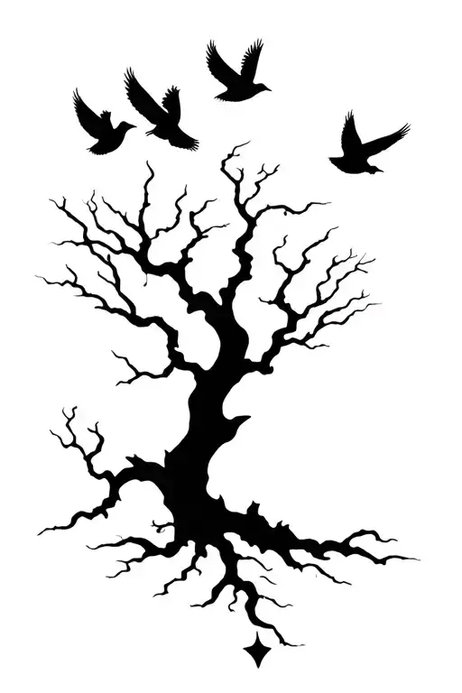 Poison Tree With Doves Flying