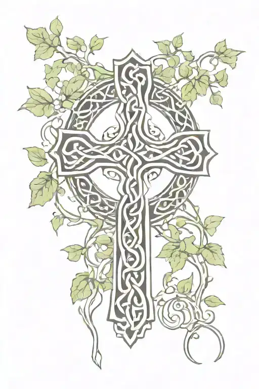 Celtic Cross With Vines Wrapped