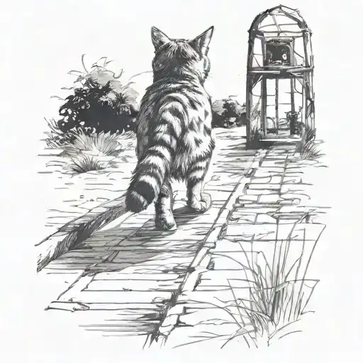Cat Walking Away Looking Back