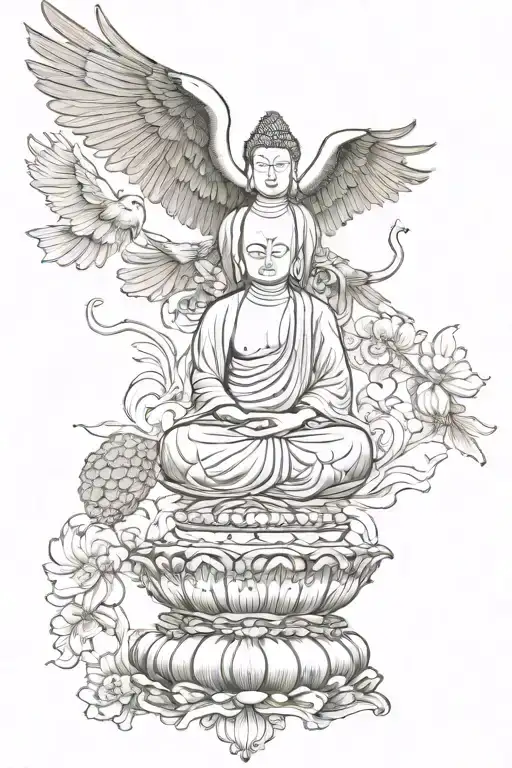Buddha Unolomb And Eagle Flying