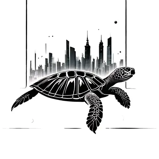 Turtle In Teh Space With A City On The Shell