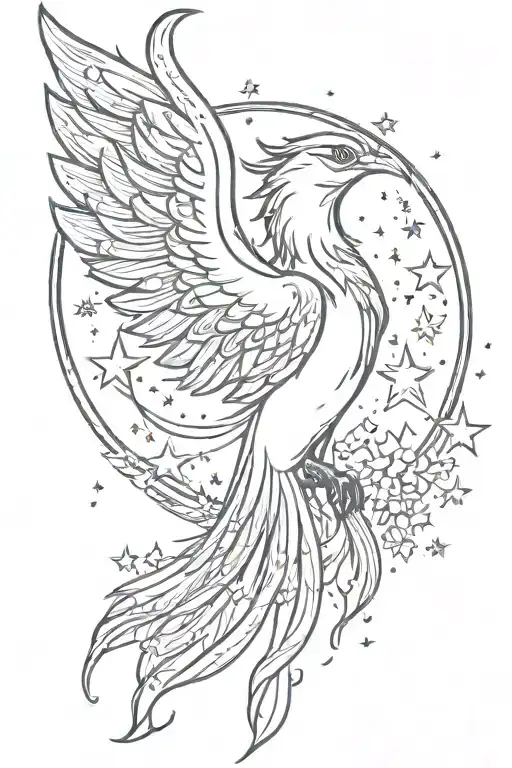 Phoenix Bird With Stars