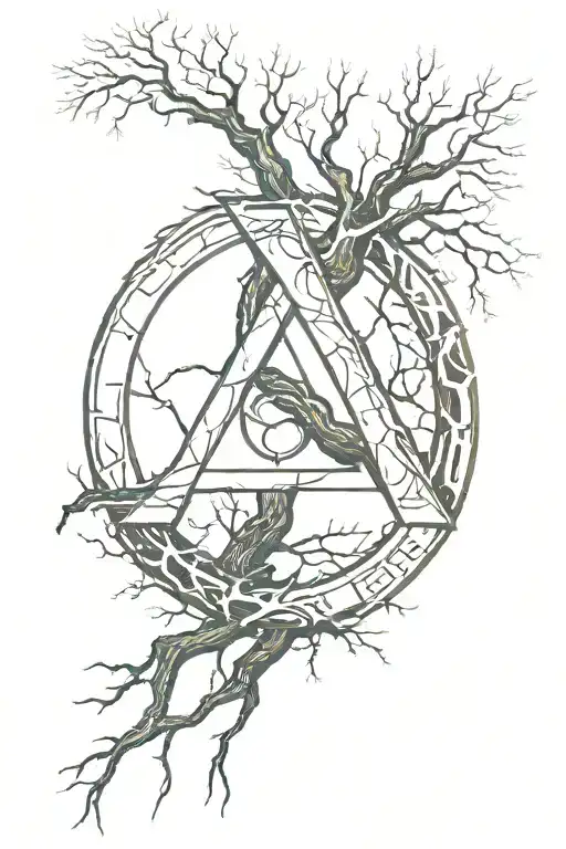 Norse Rune For Hope With Lightning Coming Out With An Eyeball And Tree Roots