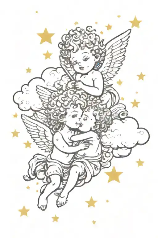 Cupids And Clouds And Star Constellation